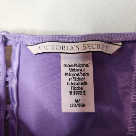 Victorias Secret Floral Embroidery Stretch Satin Romper Bodysuit Sexy Medium - Picture 7 of 10